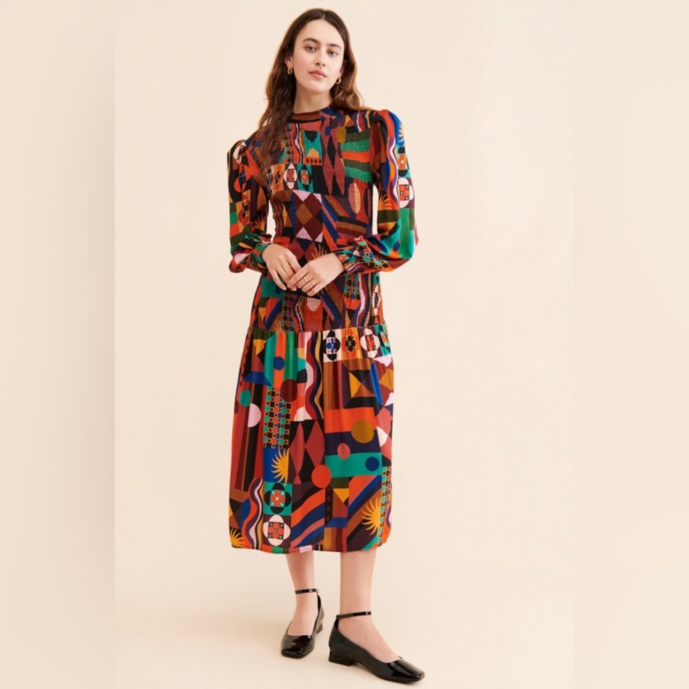 Farm Rio Tropical Smocked Midi Dress - Picture 1 of 6